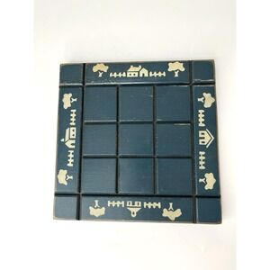 Tic Tac Toe Wooden Game Heavy Duty 9" Board Folk Art-Americana